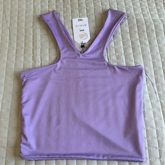 NEW - Women's Purple Crop-top One Size - Picture 3 of 10